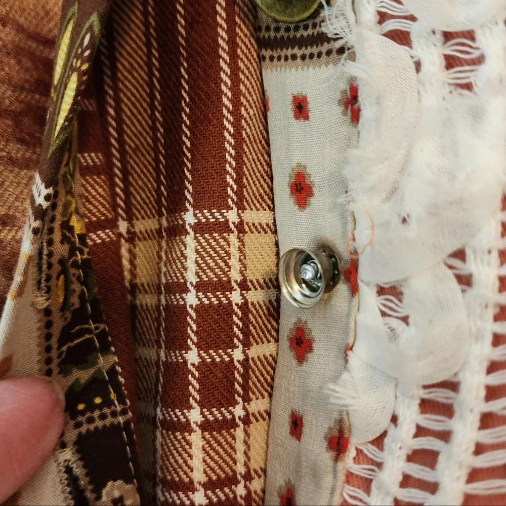 Women's Rust & White Patchwork Button-Front Jacket - Picture 7 of 13